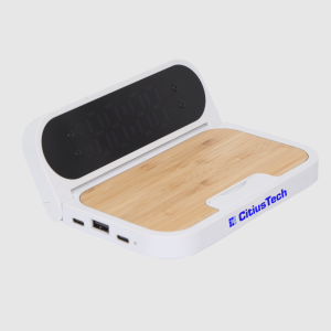 SnoozeHub – Alarm Clock with Wireless Charging & USB Power Station